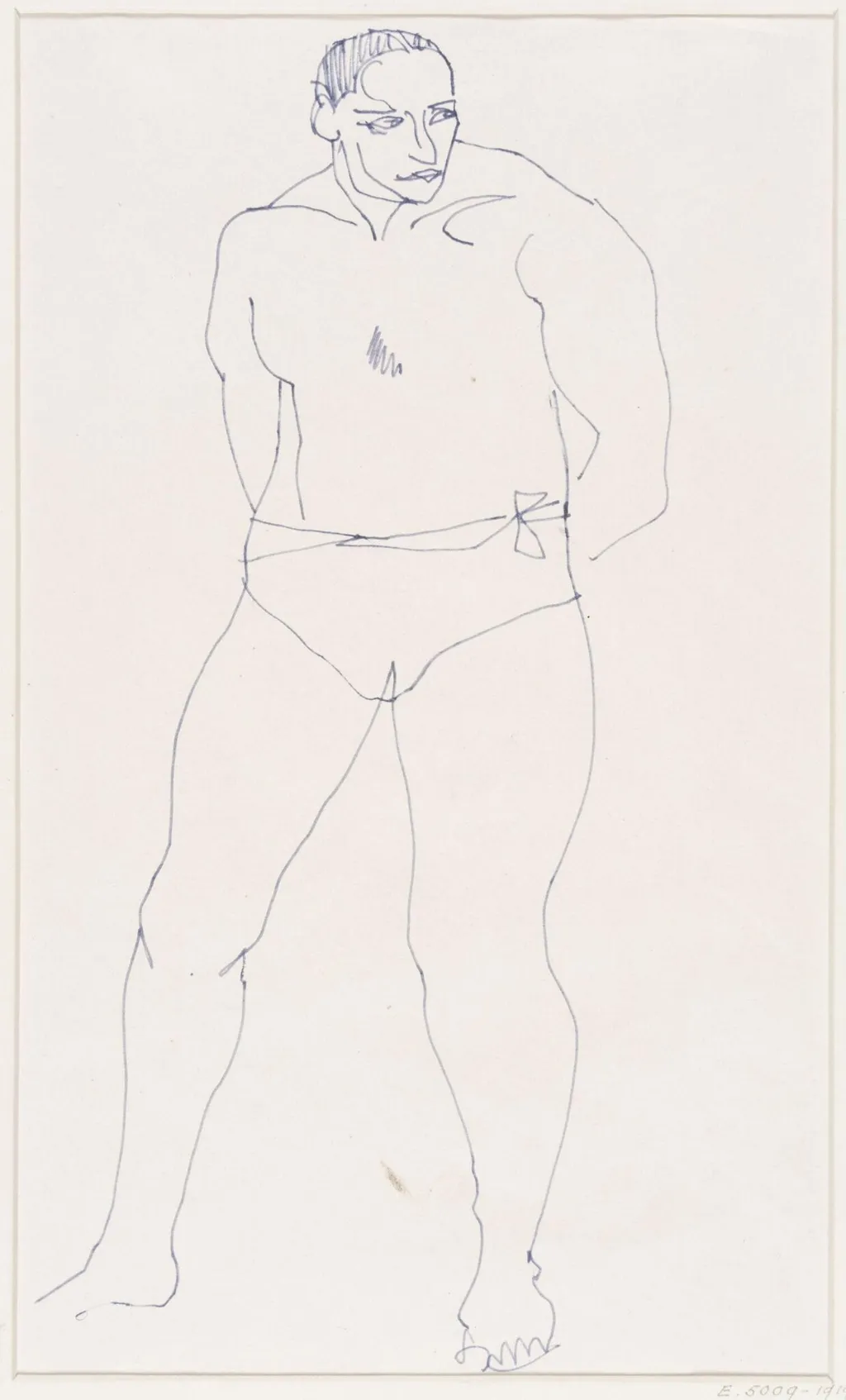 A man standing, with hands behind him, by Henri Gaudier-Brzeska, 1913