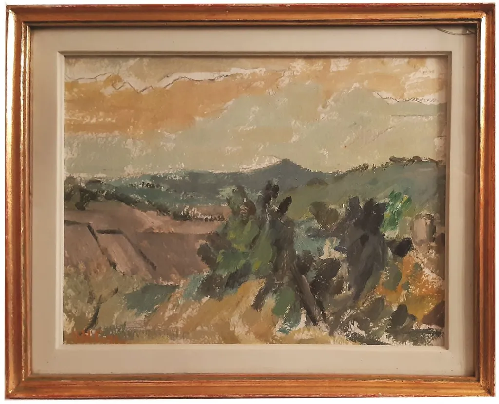 Peisaj cu copaci și munți, by Henri H. Catargi, 1971