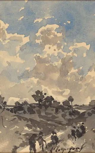 A Landscape with Figures Walking along a Path, by Henri Harpignies
