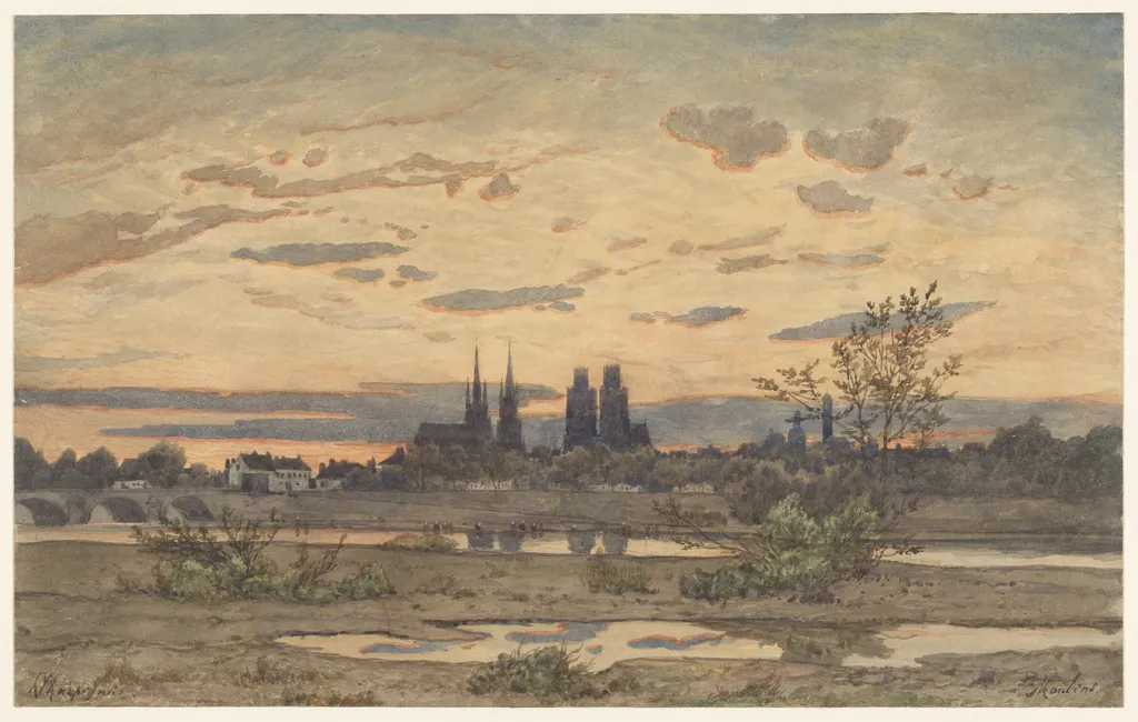 A View of Moulins, by Henri Harpignies, graphite, 1850