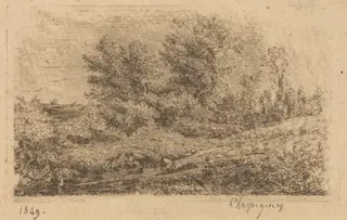 Bouquet d'arbres au ruisseau (Stand of Trees on a River), by Henri Harpignies, 1849