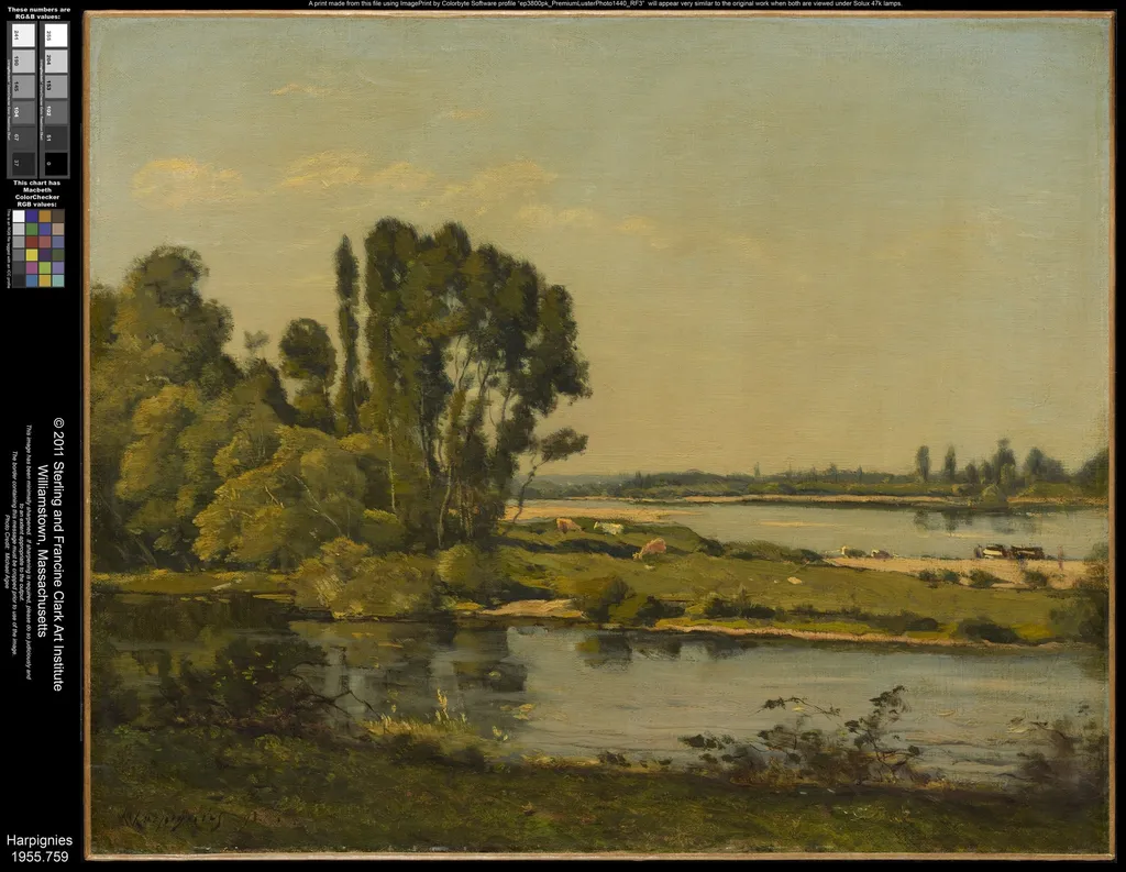 Landscape with a River, by Henri Harpignies, oil, 1896