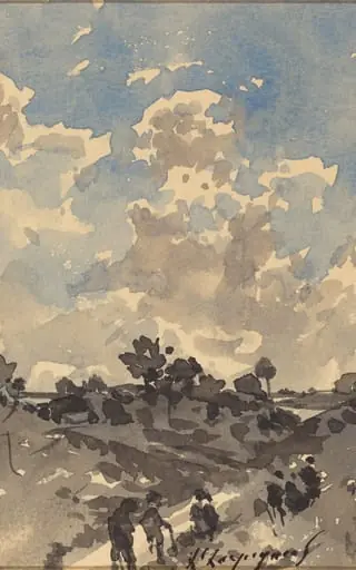 A Landscape with Figures Walking along a Path, by Henri-Joseph Harpignies
