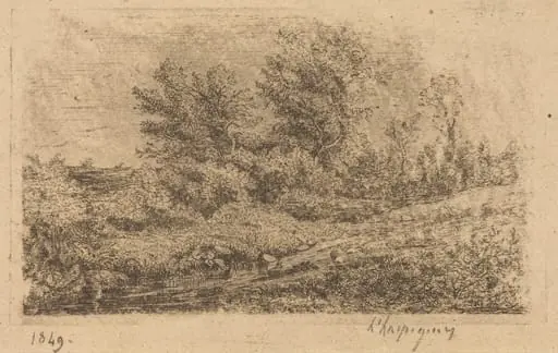 Bouquet d'arbres au ruisseau (Stand of Trees on a River), by Henri-Joseph Harpignies