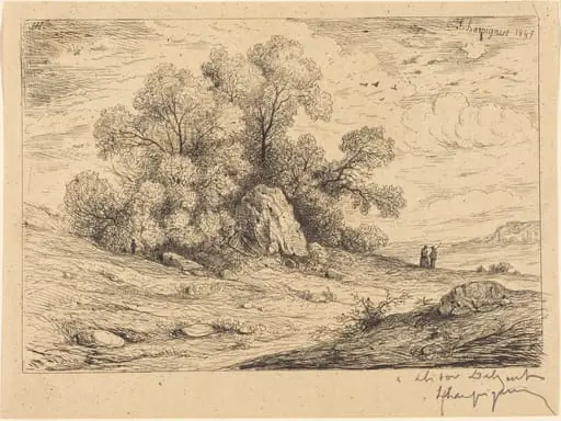 Bouquet d'arbres aux rochers (Stand of Trees with Rocks), by Henri-Joseph Harpignies