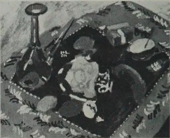 Dishes and Fruit on a Red and Black Carpet (Le Tapis Rouge), by Henri Matisse, oil, 1906