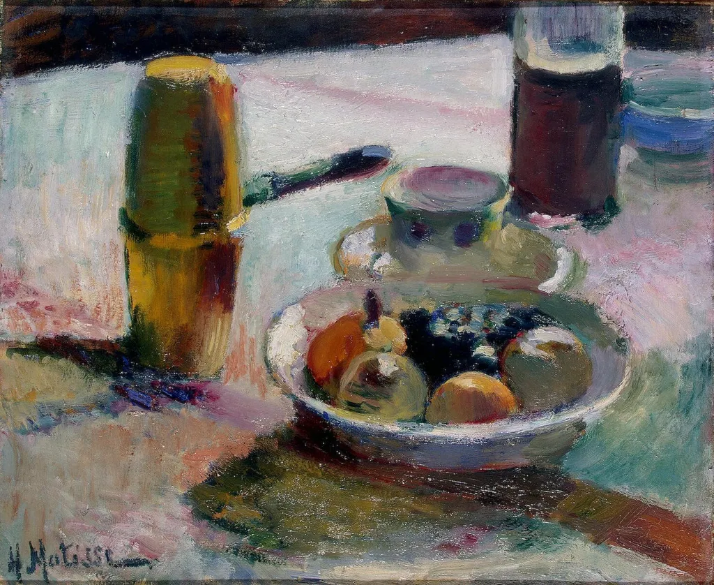 Fruit and Coffeepot, by Henri Matisse, oil, 1900