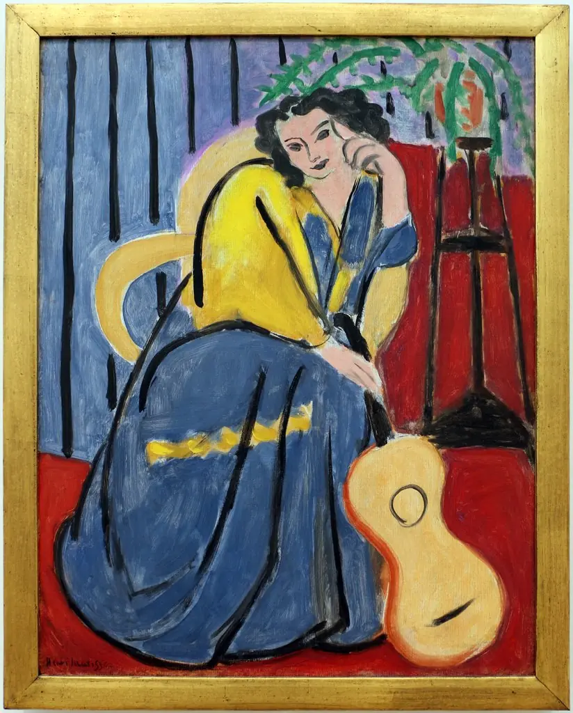 Girl in Yellow and Blue with Guitar, by Henri Matisse
