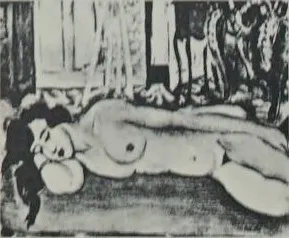 Reclining nude on a pink couch, by Henri Matisse, oil, 1919
