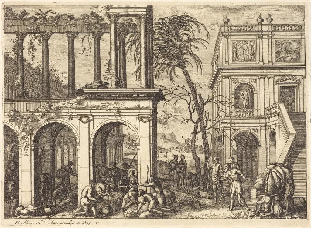 The Adoration of the Shepherds, by Henri Mauperché, ink, 1644