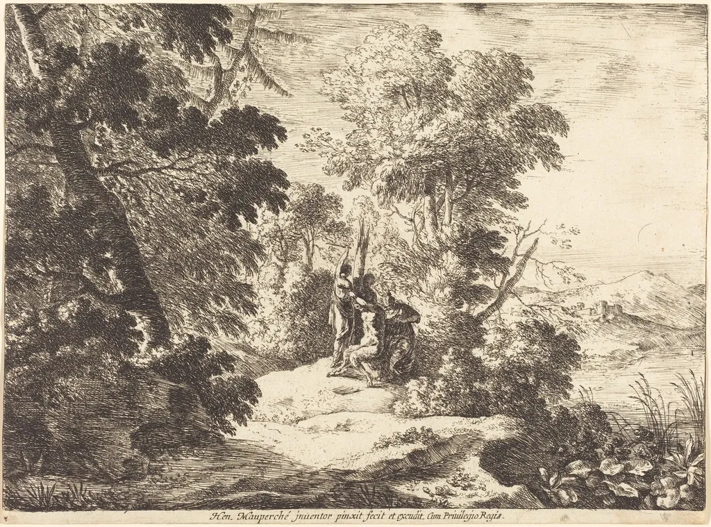 The Flaying of Marsyas, by Henri Mauperché, ink, 1644