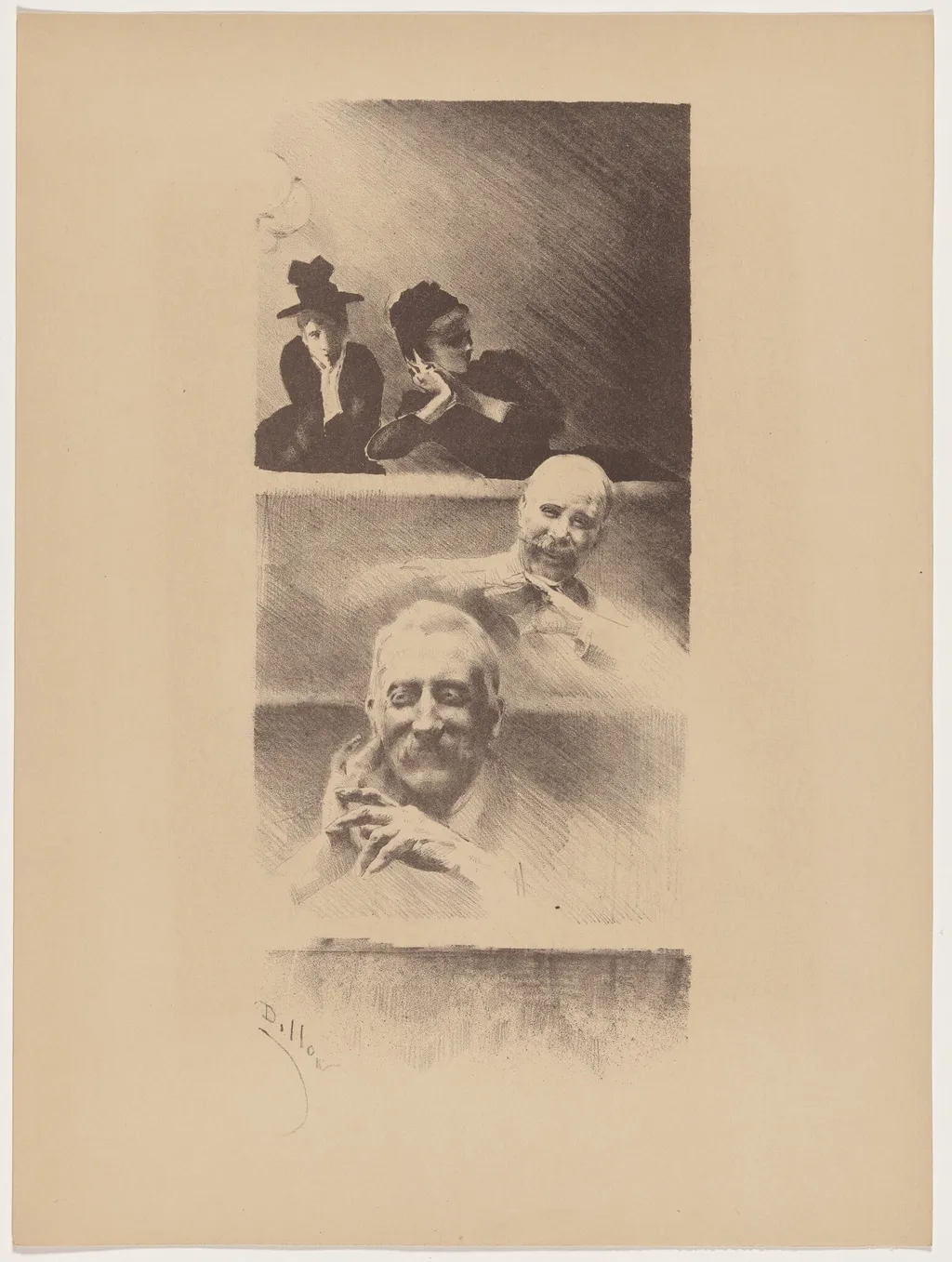 Au théâtre, by Henri-Patrice Dillon, ink, 1895