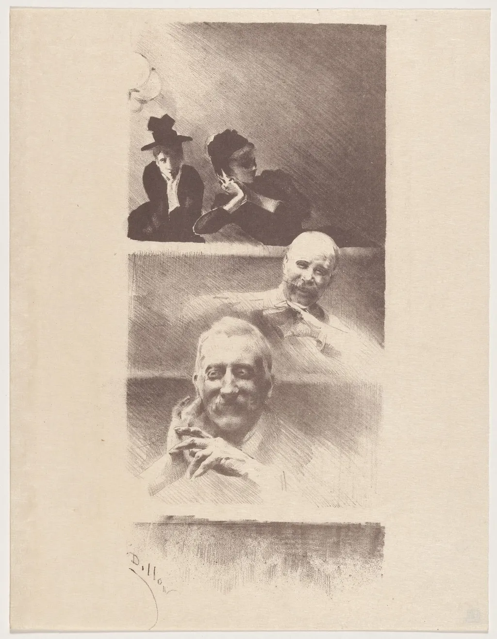 Au théâtre, by Henri-Patrice Dillon, ink, 1895