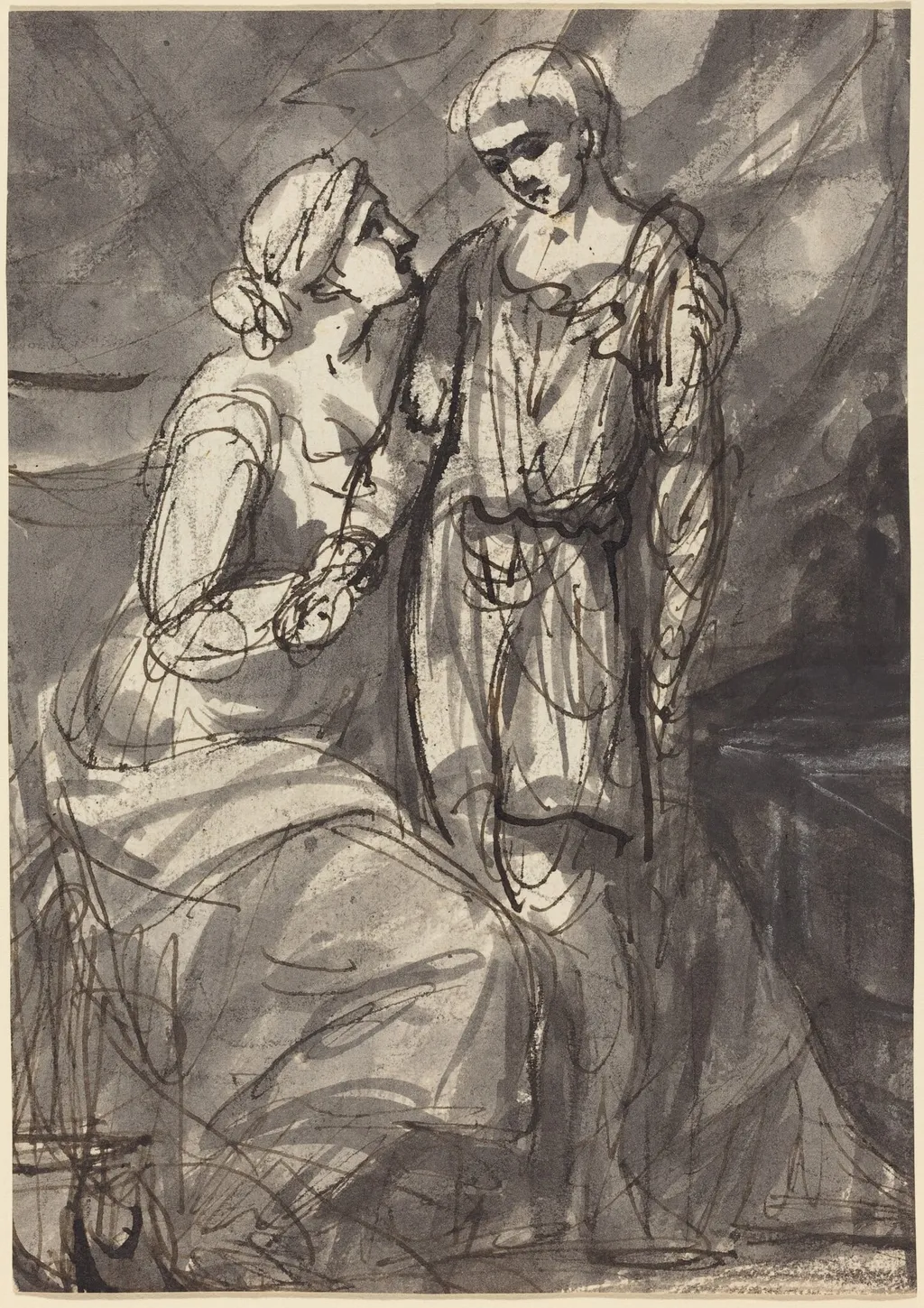Two Figures in Classical Dress, by Henri-Pierre Danloux, chalk, 1781