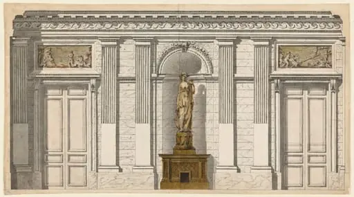 Design for a Wall with Two Doors and a Sculpture, by Henri Piètre