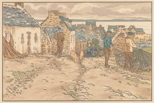 The Beautiful Countryside in Brittany: Street in Tréboul, by Henri Rivière