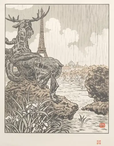 Thirty-Six Views of the Eiffel Tower: From Behind Frémiet's Elk (Trocadero), by Henri Rivière