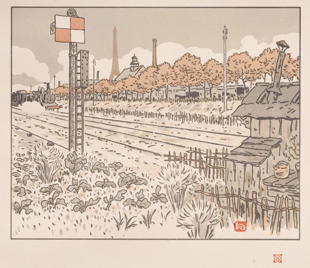 Thirty-Six Views of the Eiffel Tower: From the Quai de Javel (Switchman's Shanty), by Henri Rivière, 1902