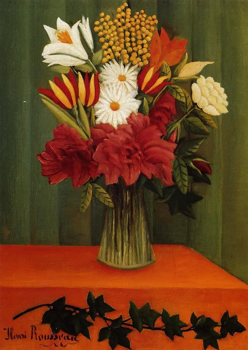 Flowers in a Vase, by Henri Rousseau, oil, 1901