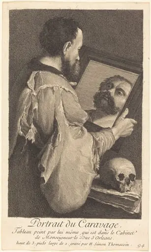 Portrait du Caravage (Portrait of Caravaggio), by Henri Simon Thomassin