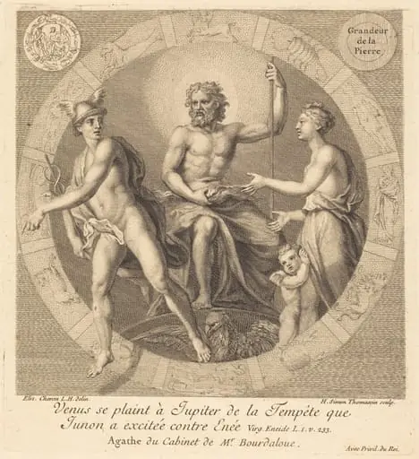 Venus se plaint a Jupiter de la tempete que Junon a excitee contre Enee, by Henri Simon Thomassin