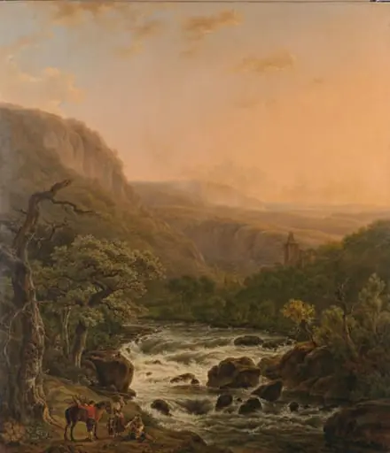 River in the Ardennes at Sunset, by Henri van Assche