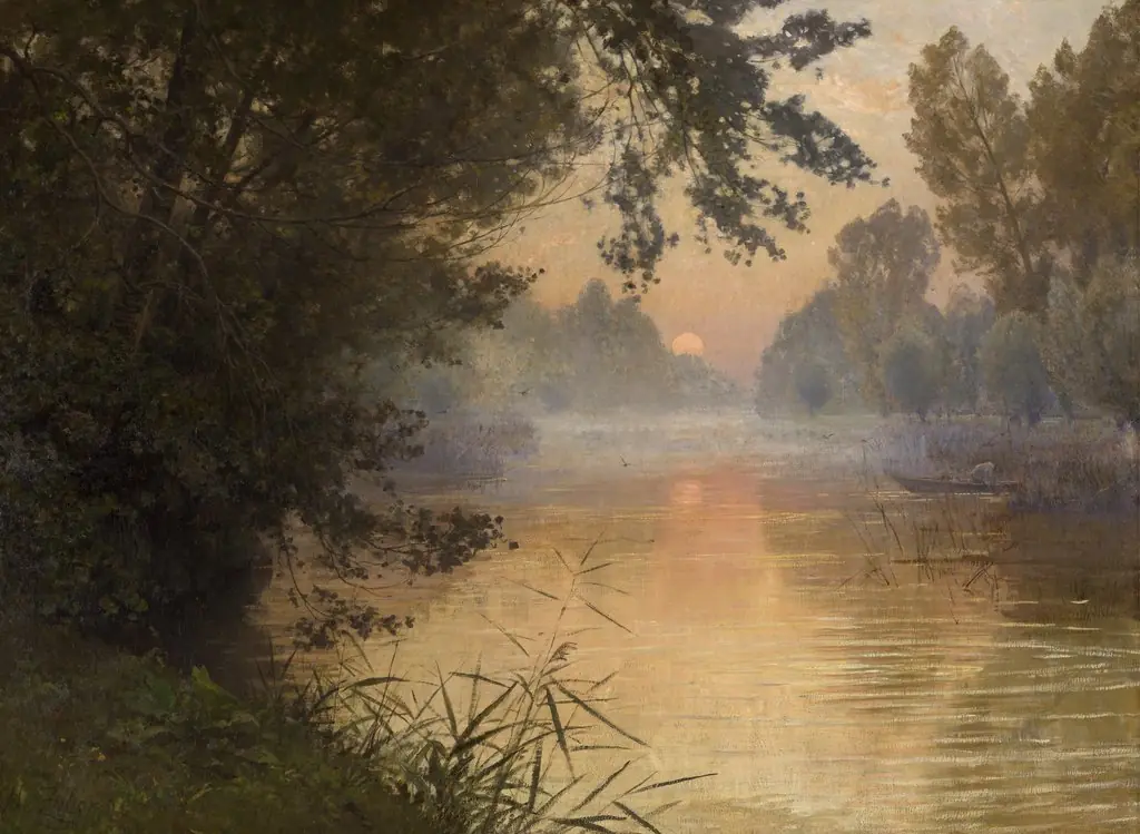 Sunset at the Banks of the Loing, by Henri Zuber