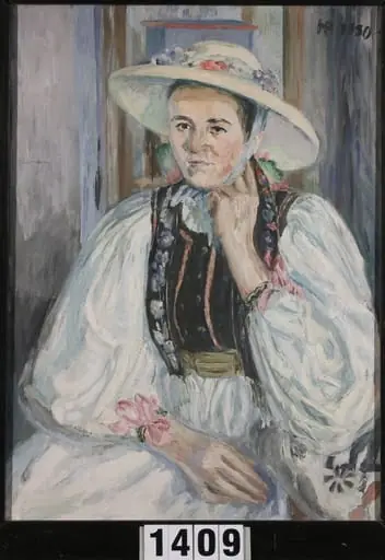 Fată de țară cu pălărie de paie, by Henriette Bielz