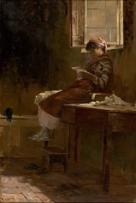 Interior Scene with a Girl Reading, by Henrique Bernardelli