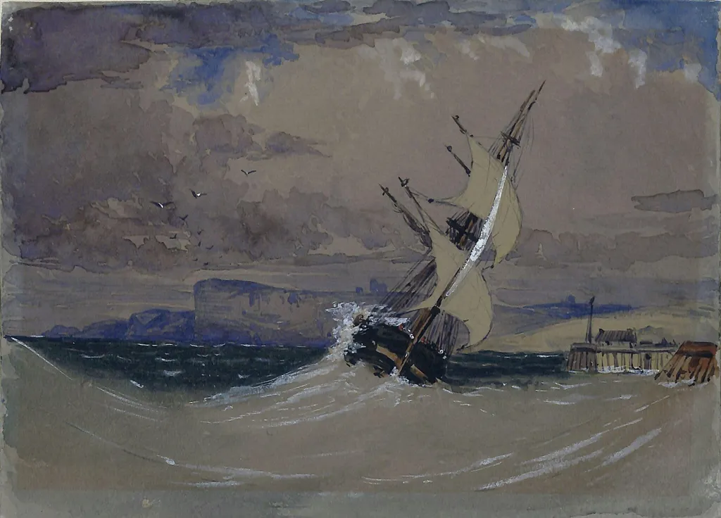 Heavy Weather, by Henry Bright, watercolor, 1850