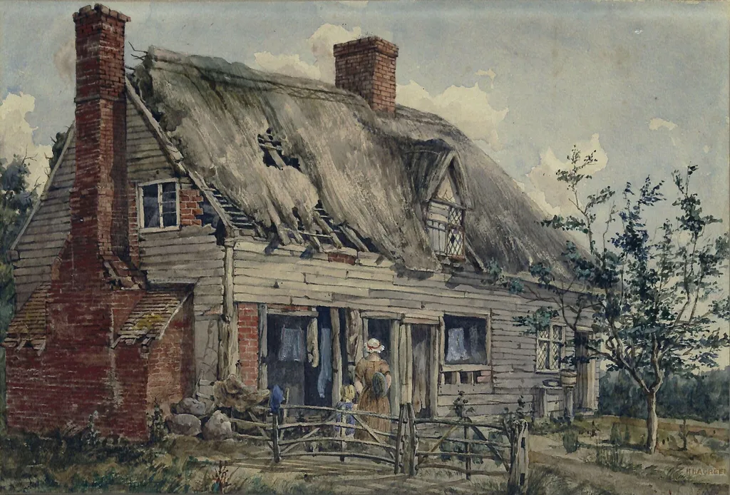 Cottage at Felixstowe, by Henry Browne Hagreen, watercolor, 1850