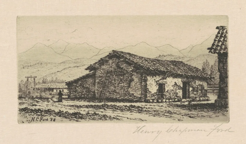 Adobe House, by Henry Chapman Ford, ink, 1888