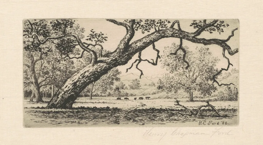 California Landscape, by Henry Chapman Ford, ink, 1888