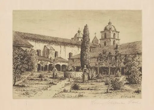 Garden, Mission Santa Barbara, by Henry Chapman Ford