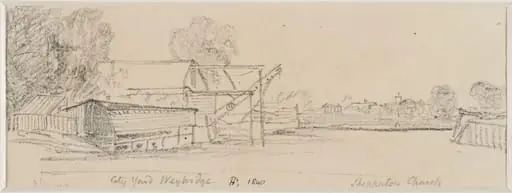City Yard, Weybridge.  Shepperton Church