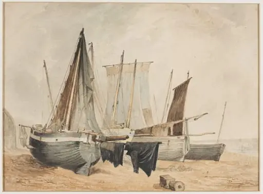 Fishing Boats on Sea-shore, by Henry Courtney Selous