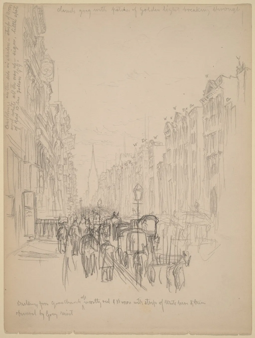 Fifth Avenue Building from Grace Church, by Henry Farrer, graphite, 1873