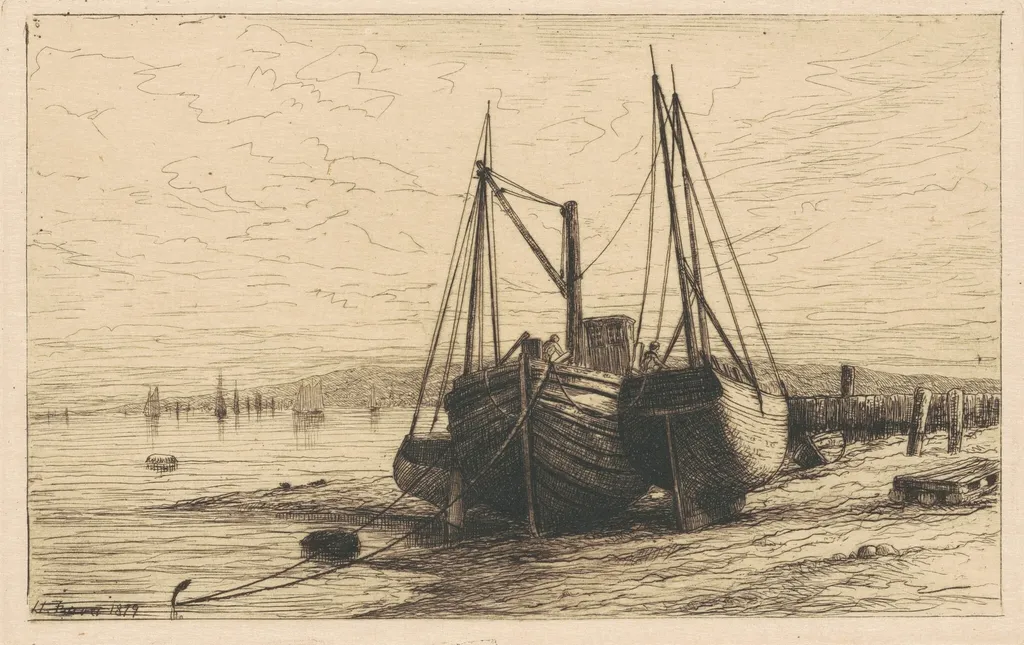 On New York Bay, by Henry Farrer, ink, 1879