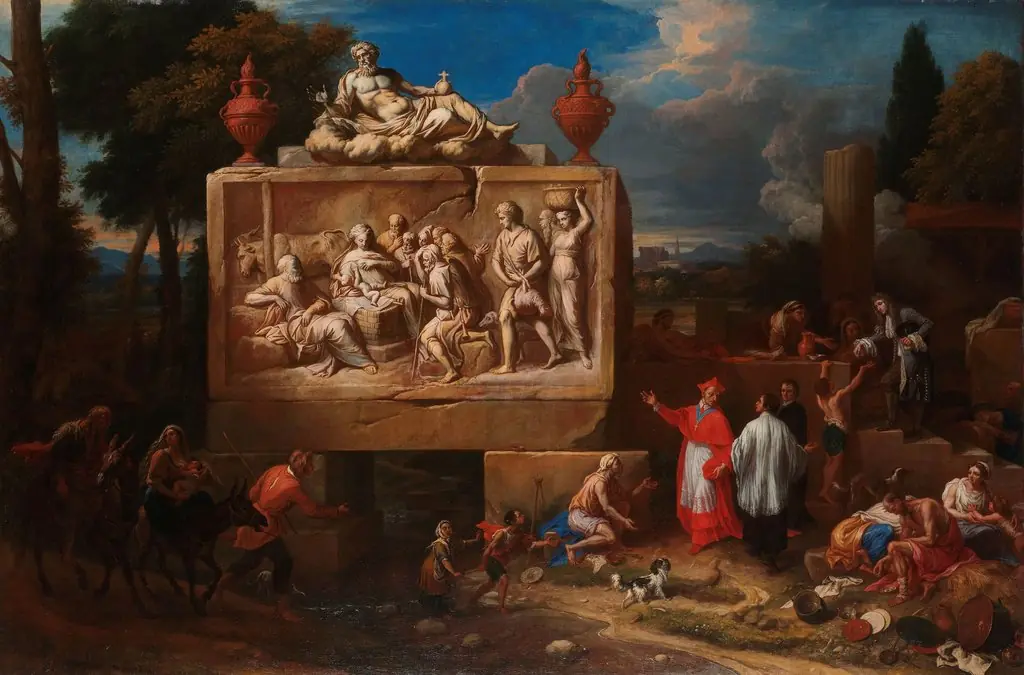 Fantasy landscape with Saint Carlo Borromeo, by Henry Ferguson