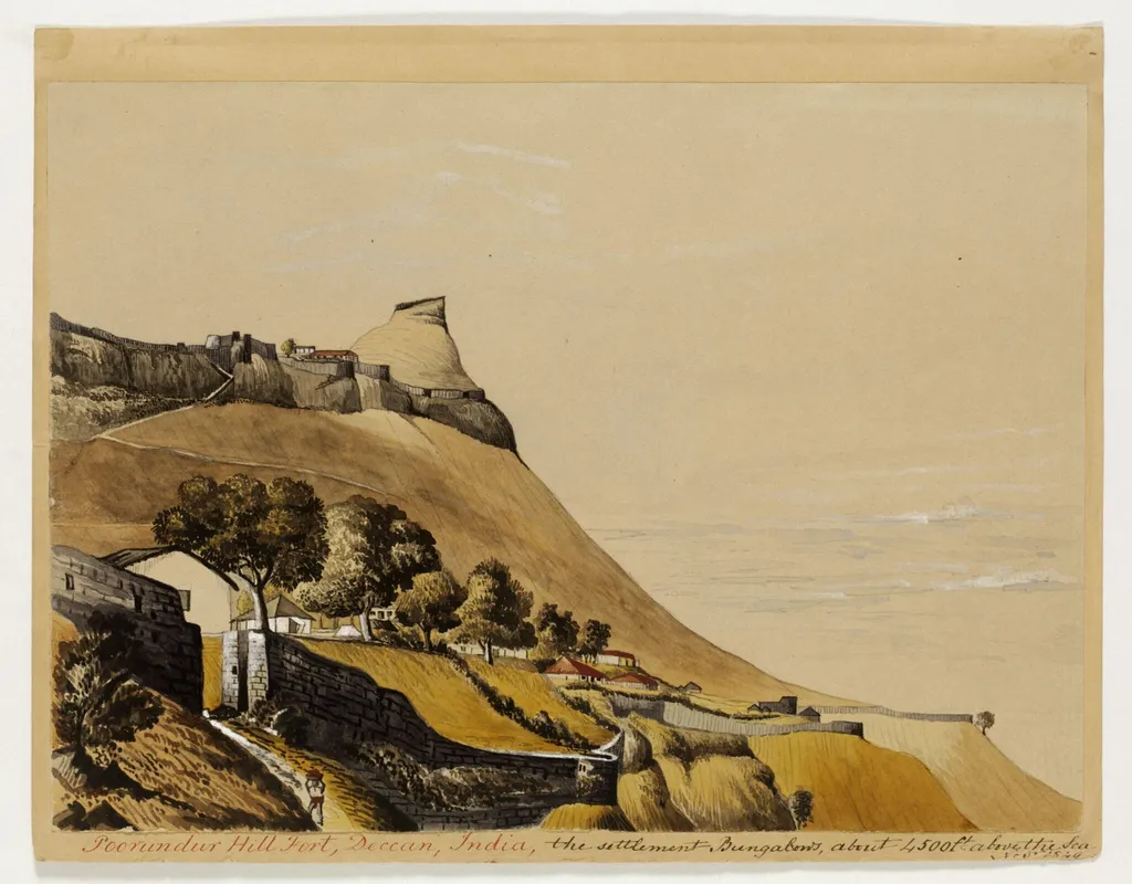 Poorundur Hill Fort, by Henry Francis Ainslie, paint, 1849