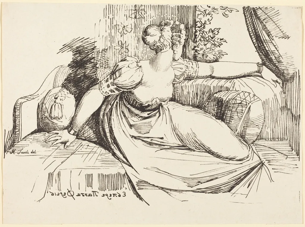 A Woman Sitting by the Window, by Henry Fuseli, ink, 1802