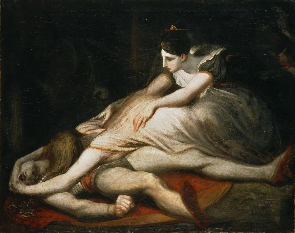 Kriemhild über der Leiche Siegfrieds, by Henry Fuseli, oil, 1817