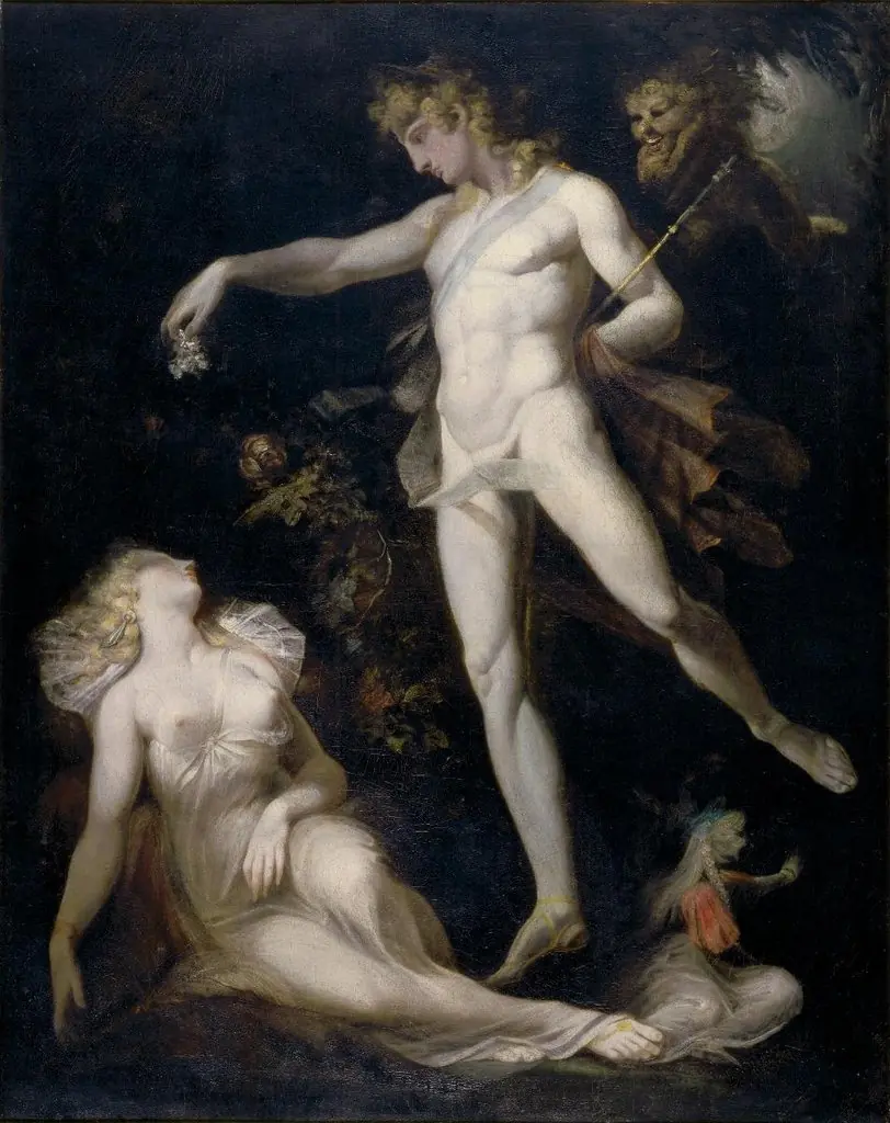 Oberon träufelt Blumensaft auf die Augen der schlafenden Titania, by Henry Fuseli