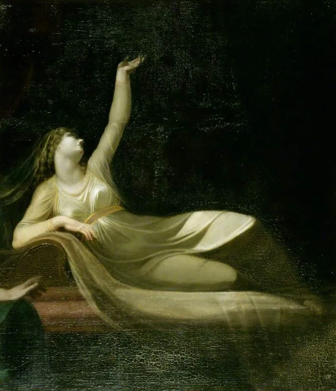 The Dream of Queen Katherine (from William Shakespeare's 'Henry VIII', Act IV, Scene 2) (fragment), by Henry Fuseli, unspecified, 1791