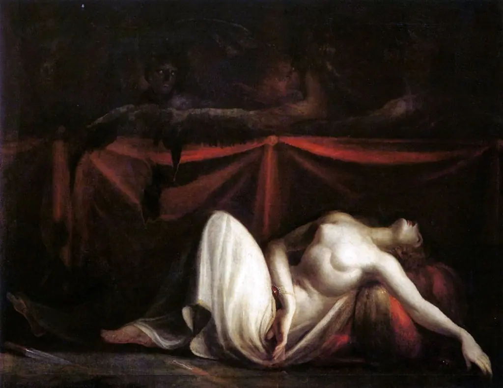 The Erinyes Drive Alcmaeon from the Corpse of his Mother, Eriphyle, Whom He Has Killed., by Henry Fuseli