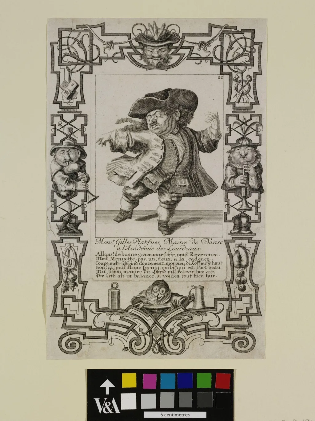 Monsr Gilles Platfues, maître de danse à l'Academie des Lourdeaux., by Henry Gissey, 1750