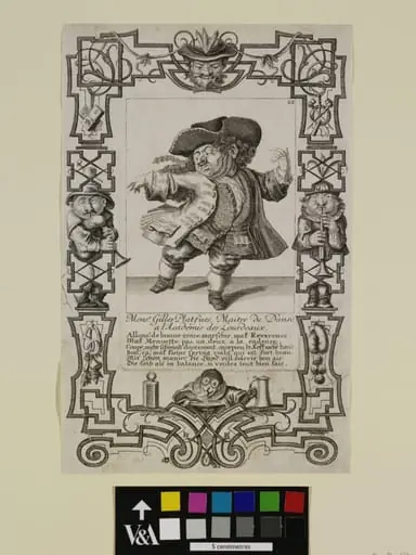 Monsr Gilles Platfues, maître de danse à l'Academie des Lourdeaux., by Henry Gissey