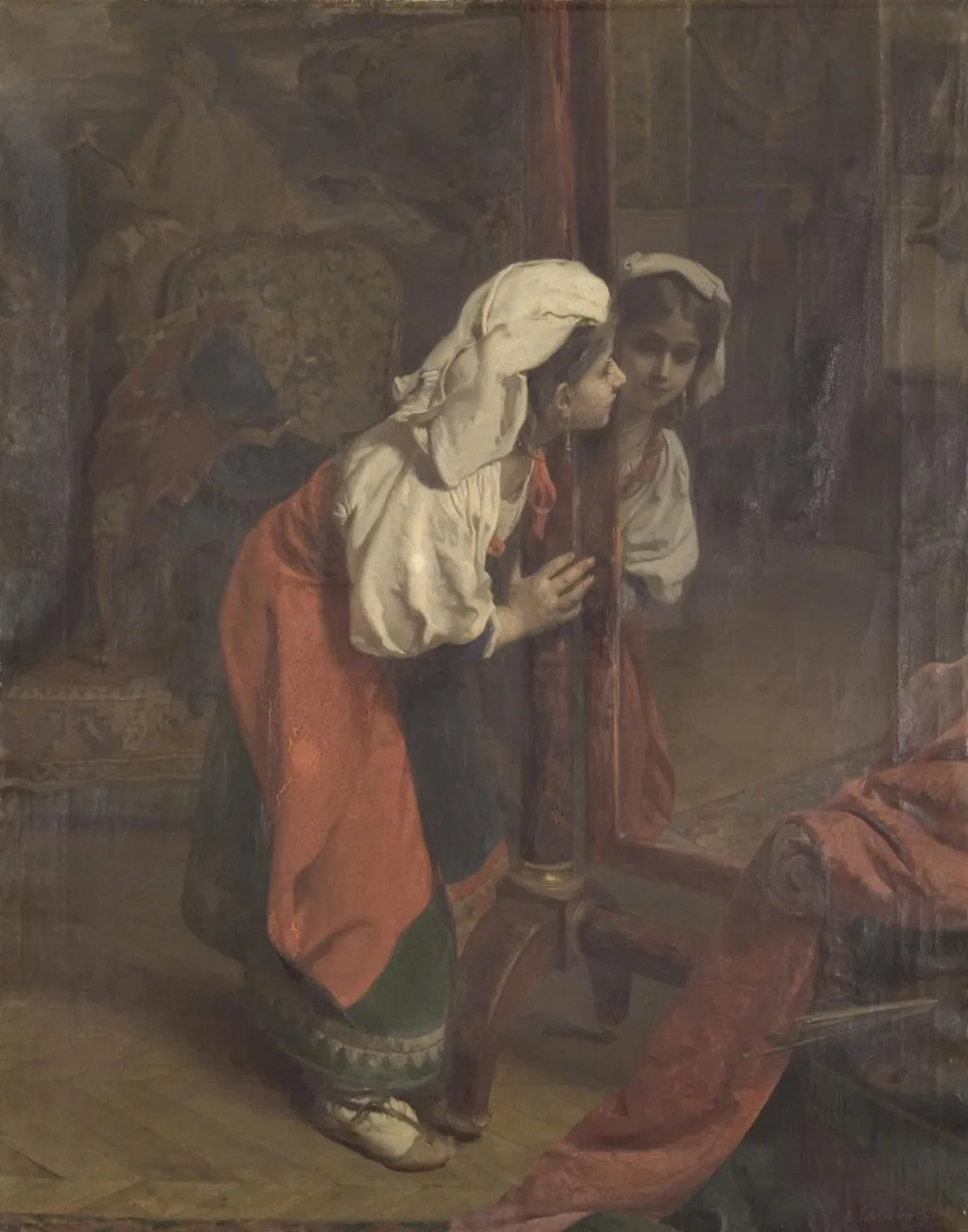 Alone at the Atelier, by Henry Guillaume Schlesinger, oil, 1868