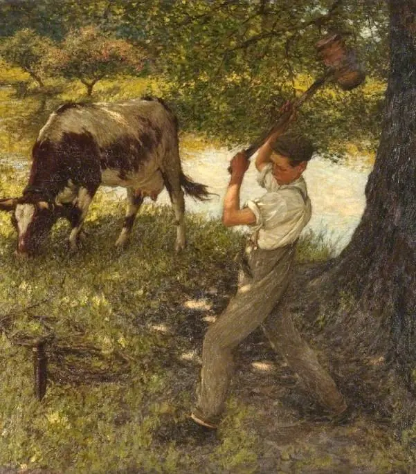 Stumping the Cow, by Henry Herbert La Thangue