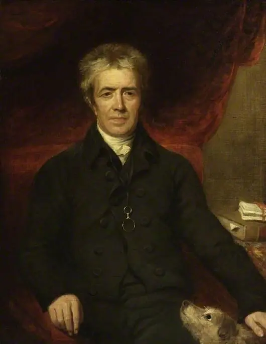 George Dyer, with his dog, Daphne, by Henry Hoppner Meyer